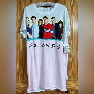 Friends TV Show Graphic Pink and White Sleepshirt Nightgown